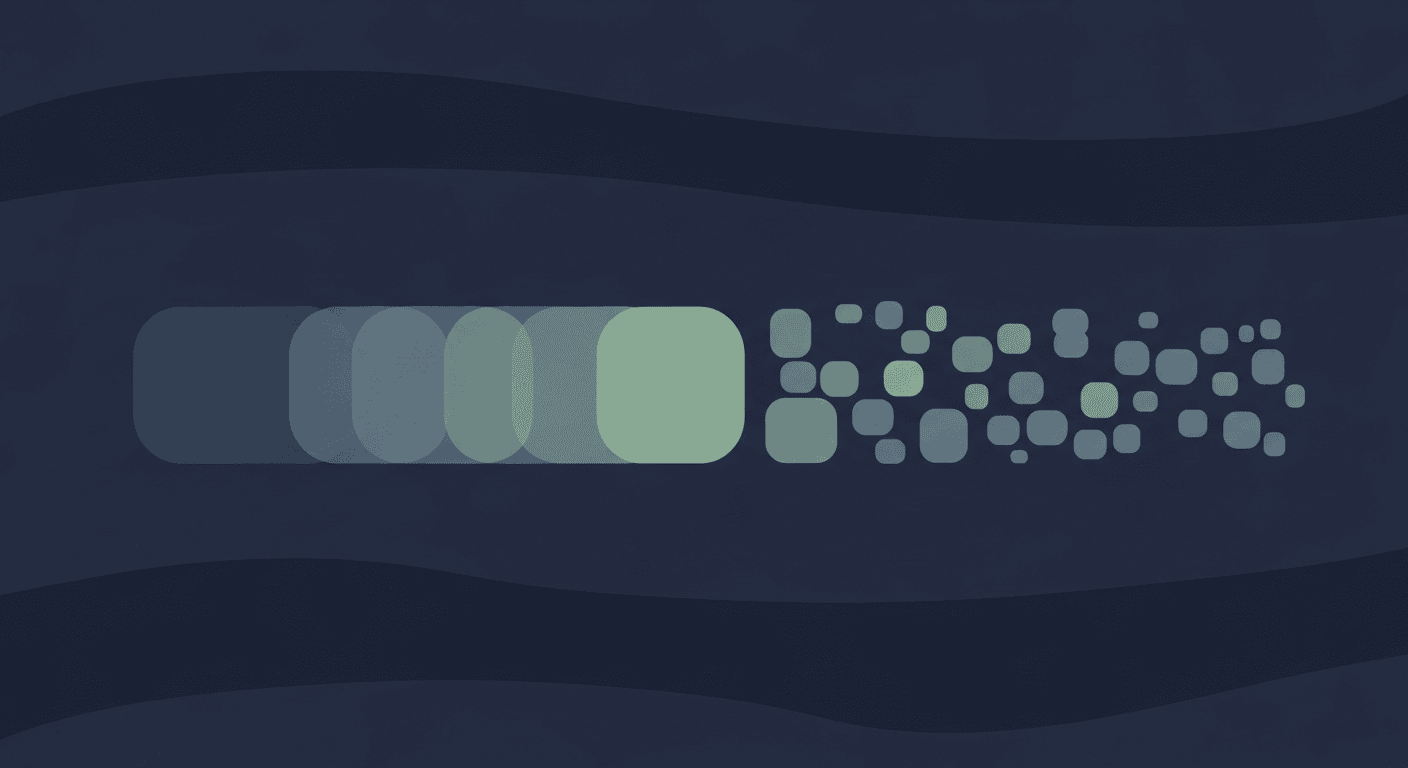 Abstract illustration of overlapping shapes fading from crisp to blurred, one crisp shape standing out